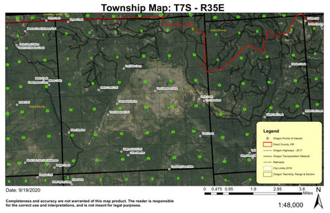 Trout Meadows Butte T7S R35E Township Map Preview 1