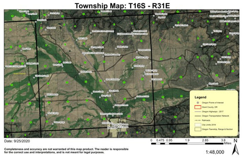 Seneca T16S R31E Township Map Preview 1