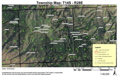 Aldrich Mountain T14S R28E Township Map Preview 1