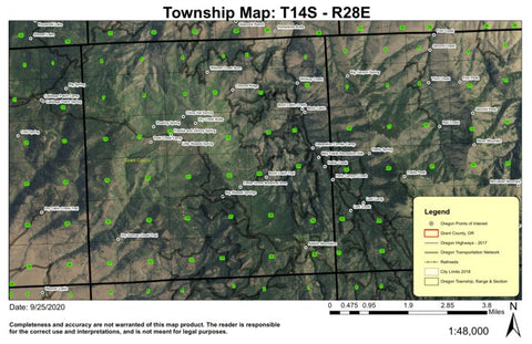 Aldrich Mountain T14S R28E Township Map Preview 1