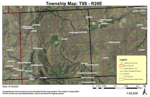 Kimberly T9S R26E Township Map Preview 1