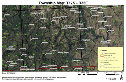 Knox Mountain T17S R35E Township Map Preview 1