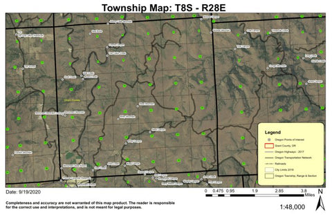 Monument Mountain T8S R28E Township Map Preview 1