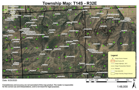Canyon Mountain T14S R32E Township Map Preview 1