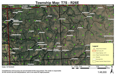 Grassy Butte T7S R26E Township Map Preview 1