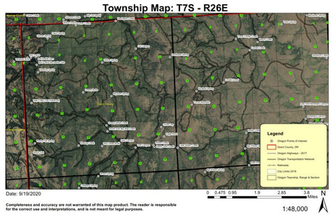 Grassy Butte T7S R26E Township Map Preview 1