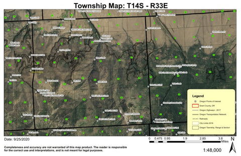 Strawberry Mountain T14S R33E Township Map Preview 1