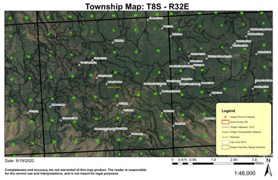 Putney Mountain T8S R32E Township Map Preview 1
