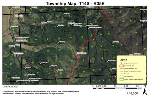 Little Baldy Mountain T14S R35E Township Map Preview 1