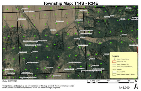 Slide Mountain T14S R34E Township Map Preview 1