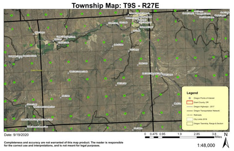 Monument T9S R27E Township Map Preview 1