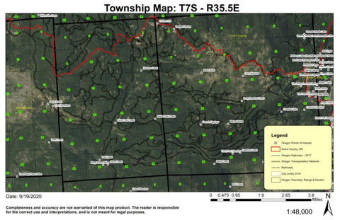 Trail Creek T7S R35.5E Township Map Preview 1