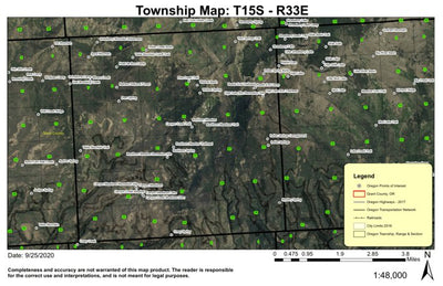 Spud Mountain T15S R33E Township Map Preview 1