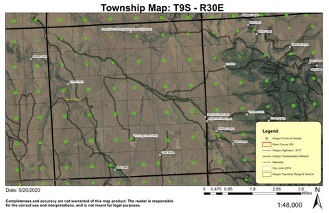 Pass Creek T9S R30E Township Map Preview 1