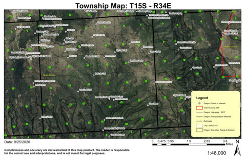 Spud Mountain T15S R34E Township Map Preview 1