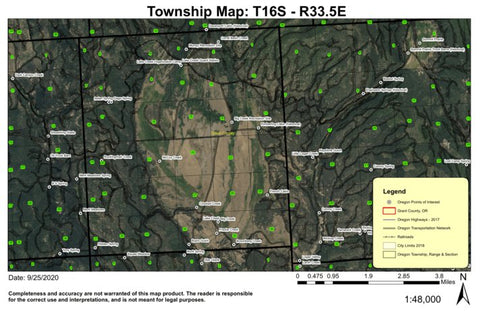 Lake Creek T16S R33.5E Township Map Preview 1