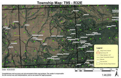 Big Creek T9S R32E Township Map Preview 1