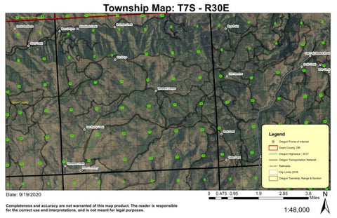 Tamarack Canyon T7S R30E Township Map Preview 1
