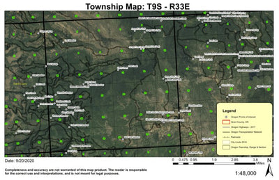 Jumpoff Joe Peak T9S R33E Township Map Preview 1