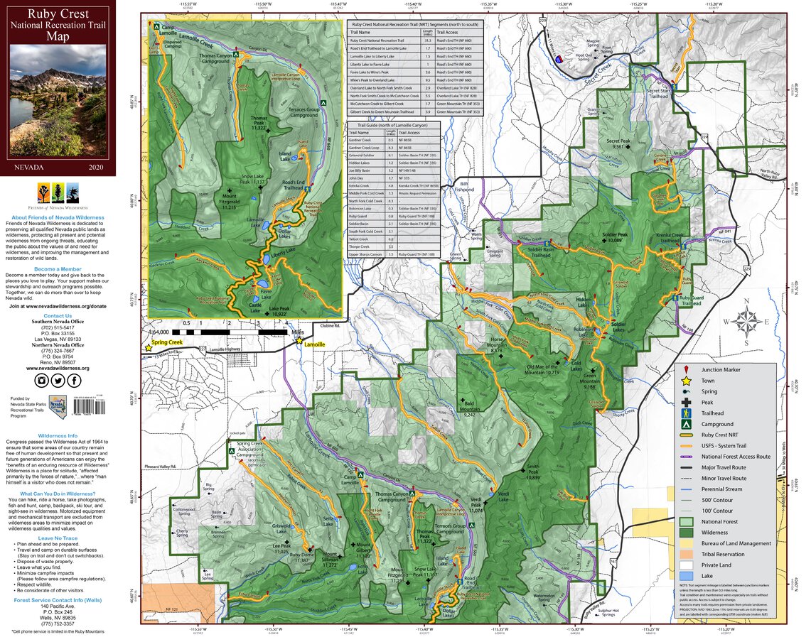 Ruby Rpad Map Ruby Mountains National Recreation Trail - North Map by Friends of ...