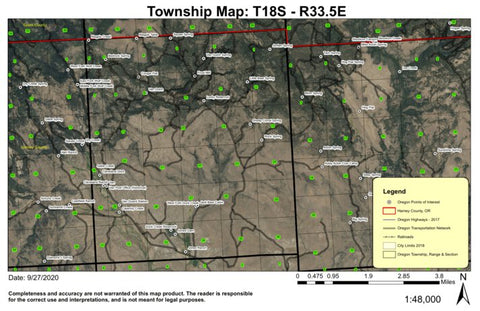 Duck Creek T18S R33.5E Township Map Preview 1