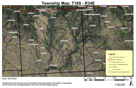 Hog Flat T18S R34E Township Map Preview 1