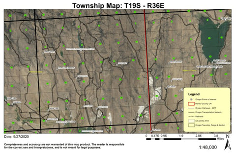 Cottonwood Reservoir T19S R36E Township Map Preview 1