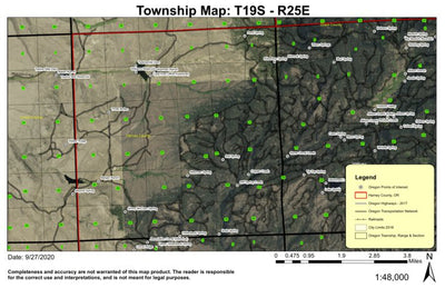 Williams Reservoir T19S R25E Township Map Preview 1