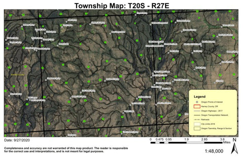 Lost Guard Creek T20S R27E Township Map Preview 1