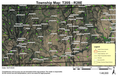 Blue Creek T20S R28E Township Map Preview 1