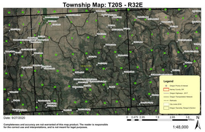 King Mountain T20S R32E Township Map Preview 1