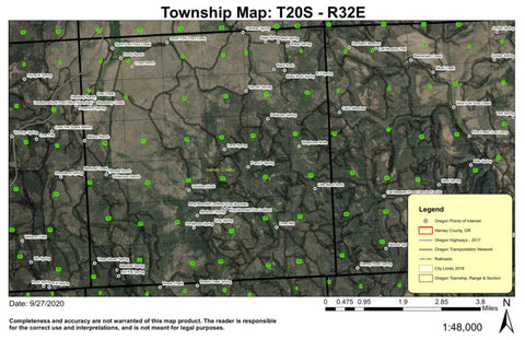 King Mountain T20S R32E Township Map Preview 1