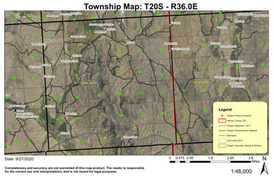 Drinkwater Pass T20S R36E Township Map Preview 1