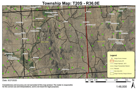 Drinkwater Pass T20S R36E Township Map Preview 1