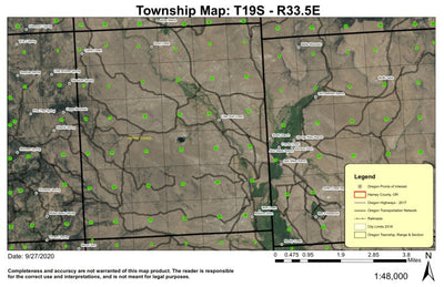 Little Wolf Creek T19S R33.5E Township Map Preview 1