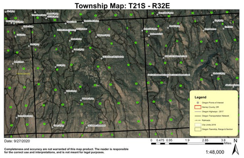 Idol City Mines T21S R33.5E Township Map Preview 1