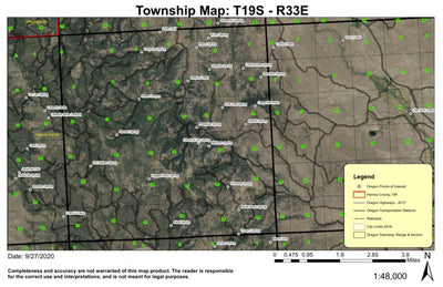 Capps Mountain T19S R33E Township Map Preview 1