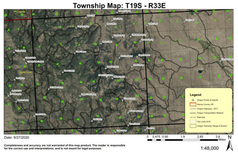 Capps Mountain T19S R33E Township Map Preview 1
