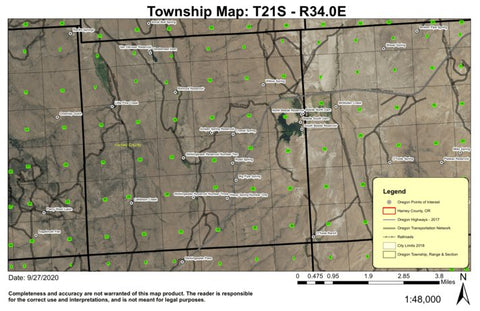 Beebe Reservoir T21S R34E Township Map Preview 1