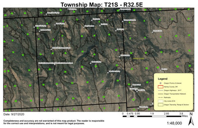 Rattlesnake Creek T21S R32E Township Map Preview 1