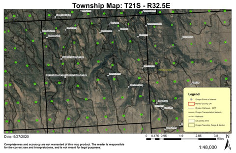 Rattlesnake Creek T21S R32E Township Map Preview 1
