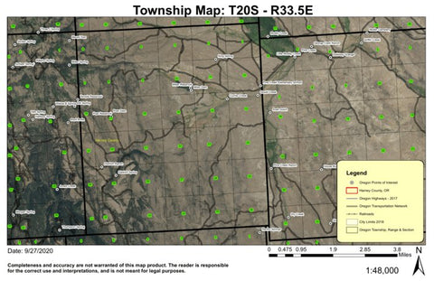 Miller Reservoir T20S R33.5E Township Map Preview 1