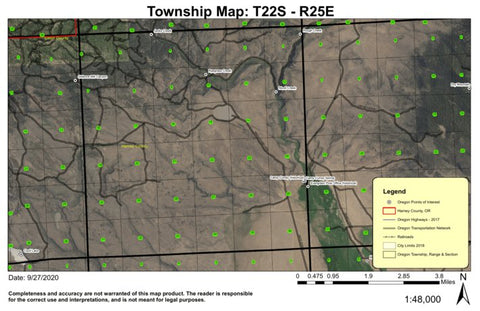 Ryegrass Creek T22S R25E Township Map Preview 1