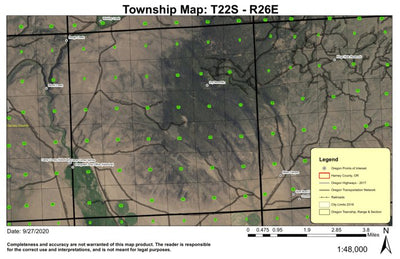 Dry Mountain T22S R26E Township Map Preview 1
