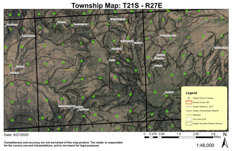 Egypt Canyon T21S R27E Township Map Preview 1
