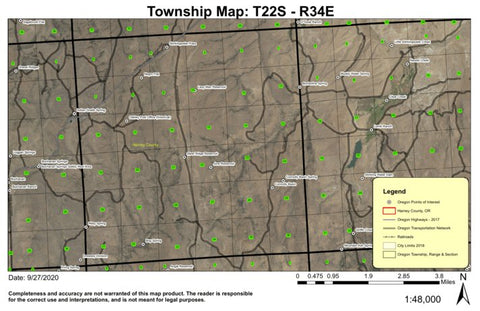 Stinkingwater Pass T22S R34E Township Map Preview 1
