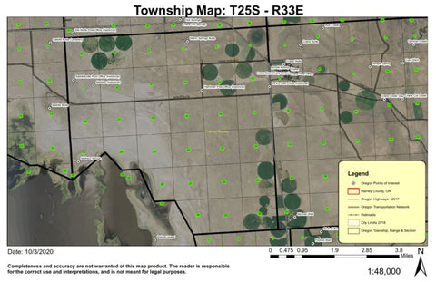 Warm Springs Butte T25S R33E Township Map Preview 1