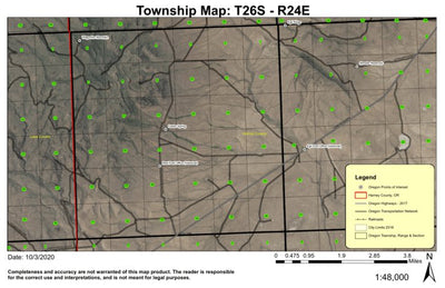 Wagontire Mountain T26S R24E Township Map Preview 1