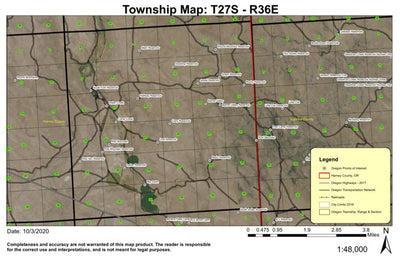 Barren Valley T27S R36E Township Map Preview 1