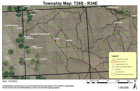 Thompson Reservoir T26S R34E Township Map Preview 1
